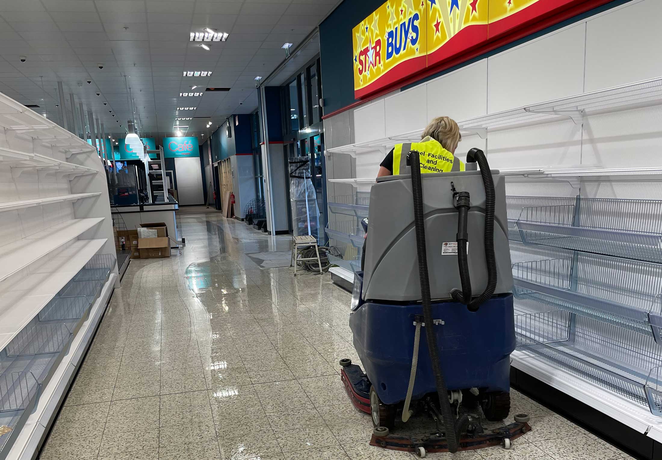 Floor polishing at StarBuys shop